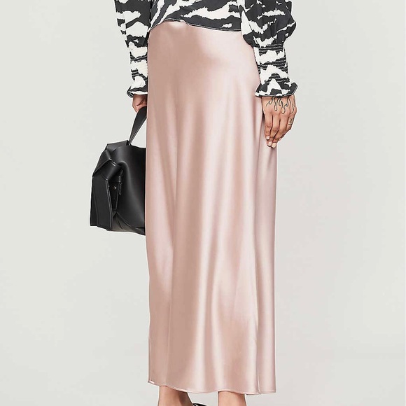 TOPSHOP | Dusty Pink Satin Bias Midi Skirt - Picture 2 of 2
